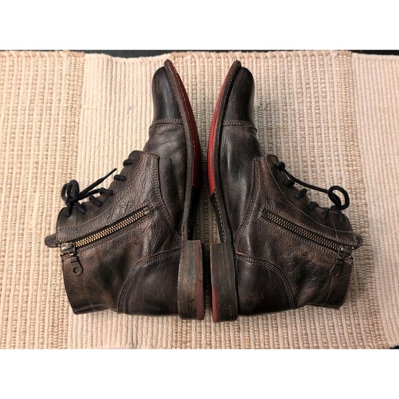 Bed Stu Cobbler Ankle Lace Up Side Zip Boots Dark Brown Vibram Soles Size 10 - Picture 8 of 14